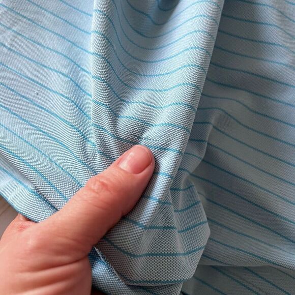Peter Millar Crown Crafted Polo Blue And White Stripe Size Large - Picture 12 of 12